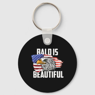 Bald Is Beautiful July 4th Eagle Patriotic America Key Ring