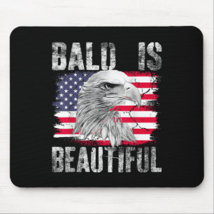 Bald Is Beautiful Usa American Flag 4th Of July Fo Mouse Mat