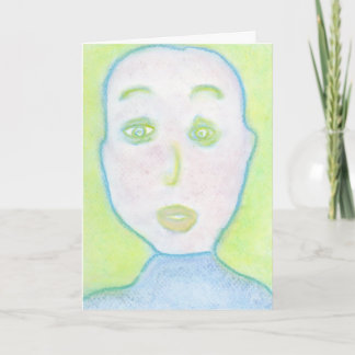 Bald Man Chalks Portrait Spiritual Art Card