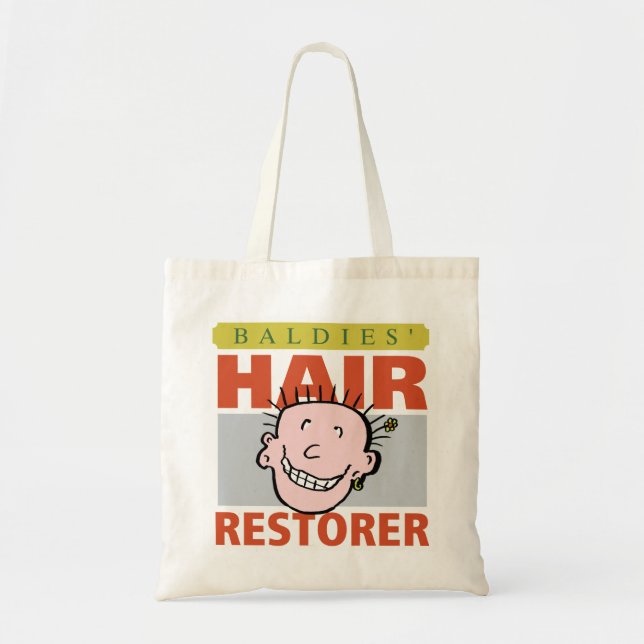 Bald Man Gift. Baldies Hair Restorer Tote Bag (Front)