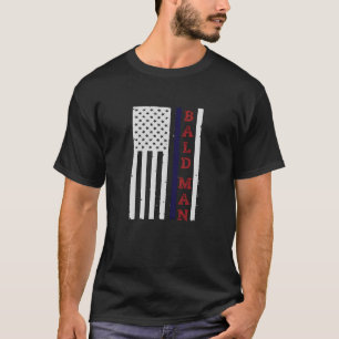 BALD MAN USA Flag Patriotic T-Shirt
