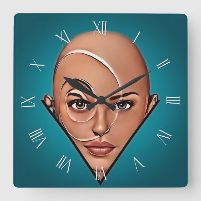 Bald woman. Modern art Square Wall Clock (Front)