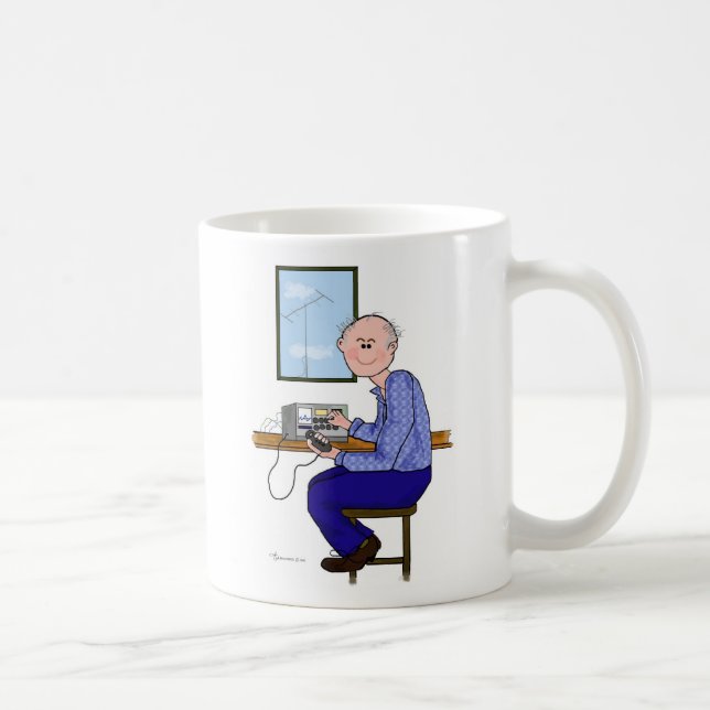 Balding Grey Male Ham Operator Coffee Mug (Right)
