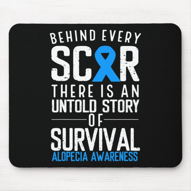 Baldness Hair Loss Blue Ribbon Alopecia Areata Awa Mouse Mat (Front)