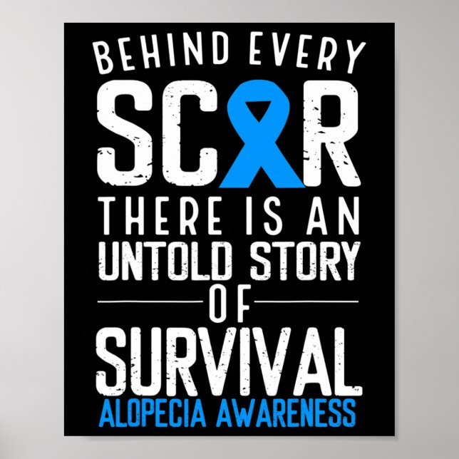 Baldness Hair Loss Blue Ribbon Alopecia Areata Awa Poster (Front)