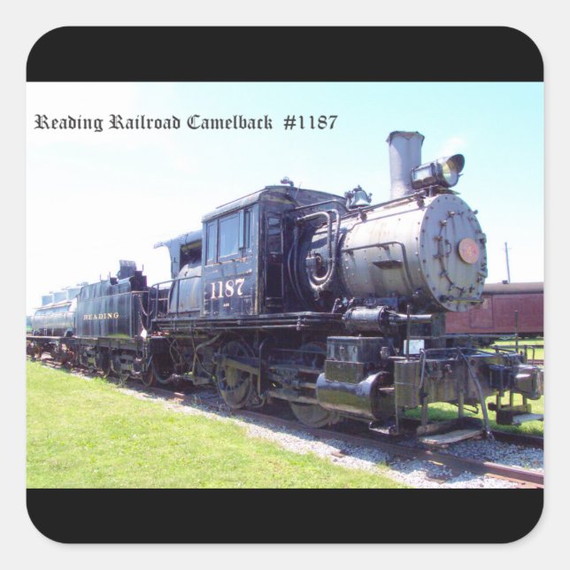 Baldwin Built Reading Railroad Camelback  #1187 Square Sticker (Front)