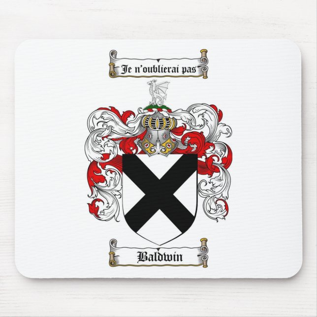 BALDWIN FAMILY CREST -  BALDWIN COAT OF ARMS MOUSE MAT (Front)