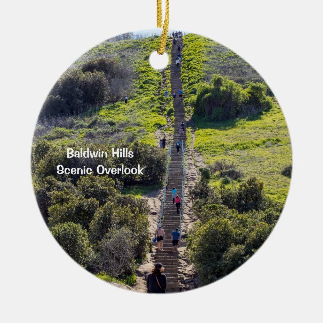 Baldwin Hills Scenic Overlook, Los Angeles Ceramic Tree Decoration (Front)