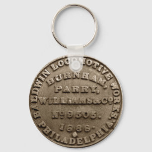 Baldwin Locomotive Builders Plate 1888 Key Ring