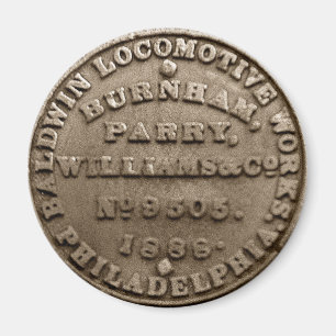 Baldwin Locomotive Builders Plate 1888 Magnet