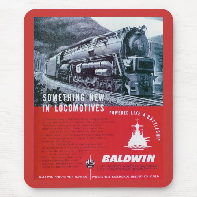 Baldwin Locomotive S-2 PRR Steam Turbine Mouse Mat (Front)