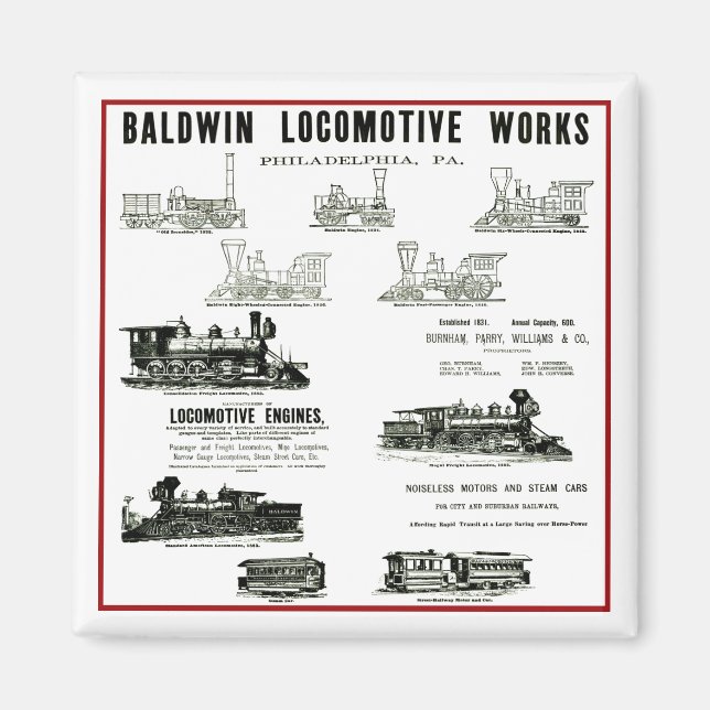 Baldwin Locomotive Works Magnet (Front)