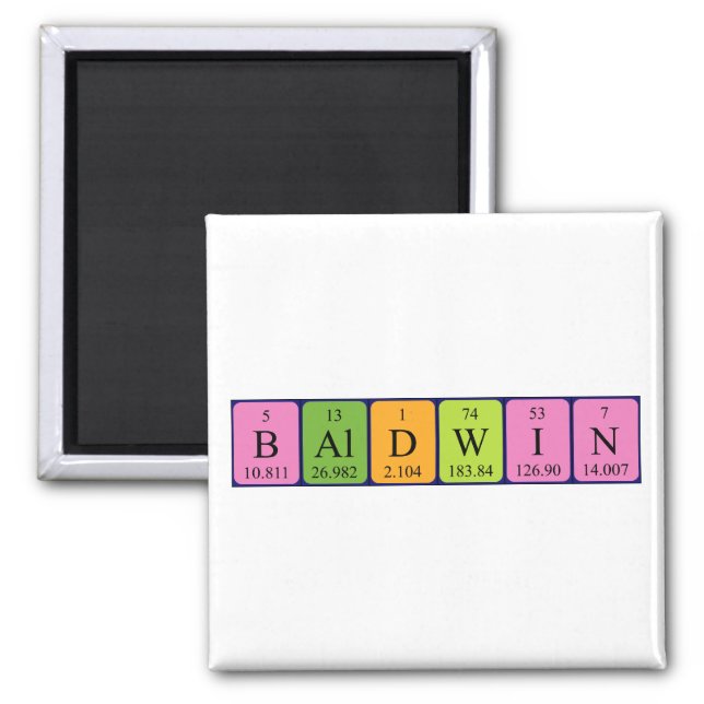 Baldwin periodic table name magnet (Front)