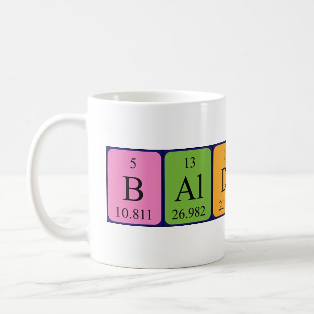 Baldwin periodic table name mug (Left)