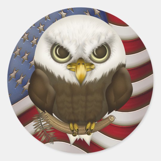 Baldwin The Cute Bald Eagle Classic Round Sticker | Zazzle.co.uk