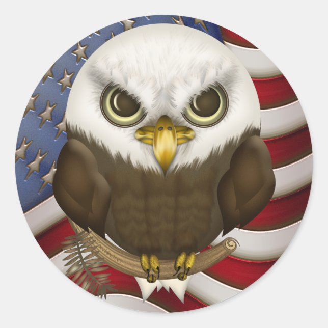 Baldwin The Cute Bald Eagle Classic Round Sticker (Front)