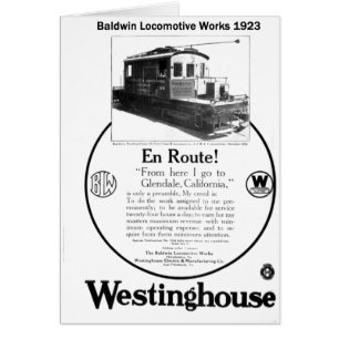 Baldwin-Westinghouse Locomotive 1923 Card