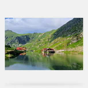 Balea Lake Reflection – Carpathian Alpine Print Acrylic Sign
