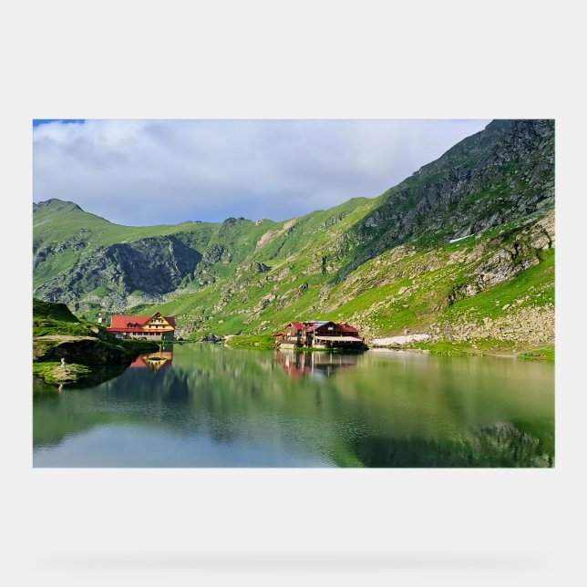 Balea Lake Reflection – Carpathian Alpine Print Acrylic Sign (Front)