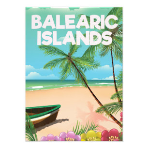 Balearic Islands beach travel poster