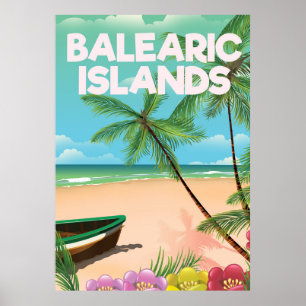 Balearic Islands beach travel poster