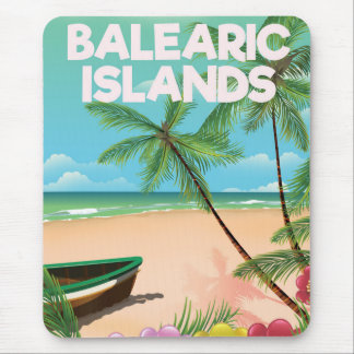 Balearic Islands beach travel poster Mouse Mat