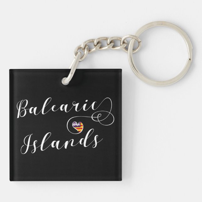 Balearic Islands Flag Heart, The Balearics Key Ring (Back)