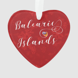Balearic Islands Flag Heart, The Balearics Ornament