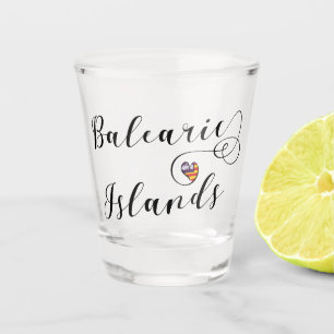 Balearic Islands Flag Heart, The Balearics, Shot Glass