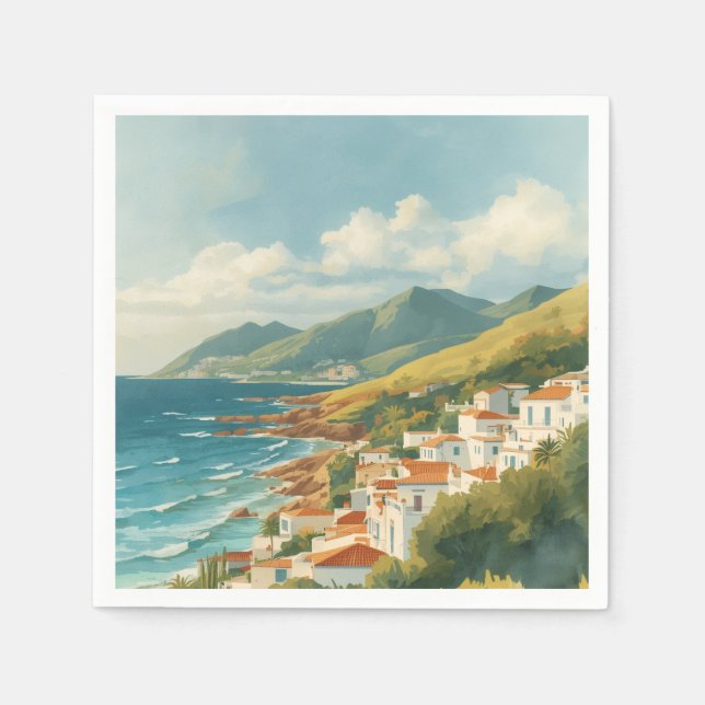 Balearic Islands Vintage French Riviera Travel Napkin (Front)