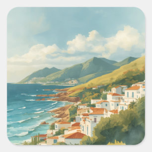 Balearic Islands Vintage French Riviera Travel Square Sticker