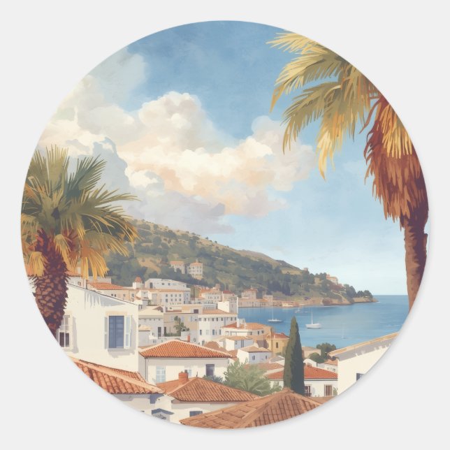 Balearic Islands Vintage French Travel Classic Round Sticker (Front)