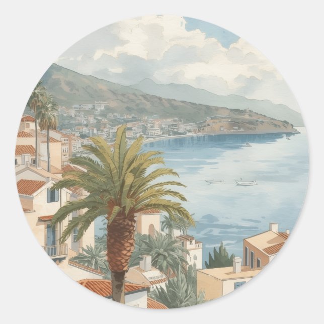 Balearic Islands Vintage French Travel Classic Round Sticker (Front)