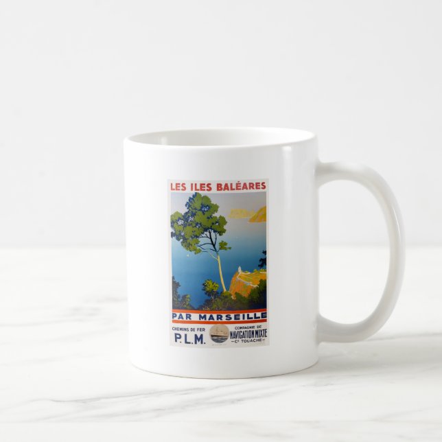 Balearic Islands Vintage French Travel Coffee Mug (Right)