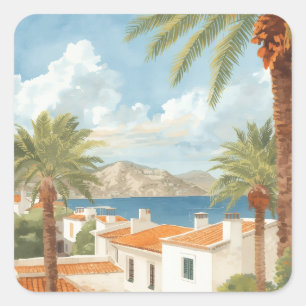 Balearic Islands Vintage French Travel Square Sticker