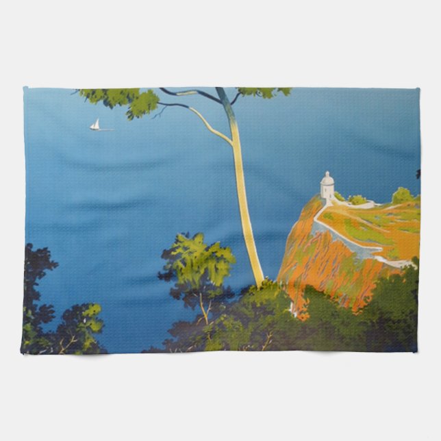 Balearic Islands Vintage French Travel Tea Towel (Horizontal)