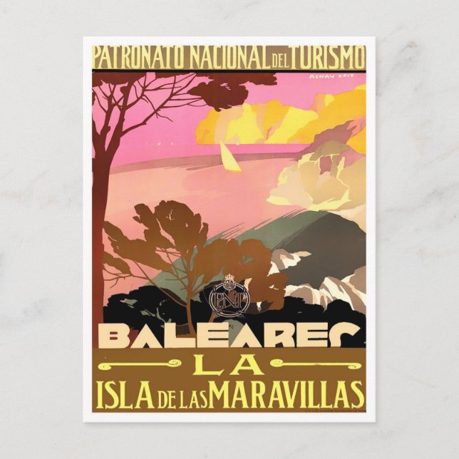 Balearic Islands vintage travel Postcard (Front)