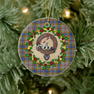 Balfour Clan Badge & Tartan Personalised Xmas Ceramic Tree Decoration