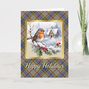 Balfour Crest & Tartan w/Robin Personalised  Card