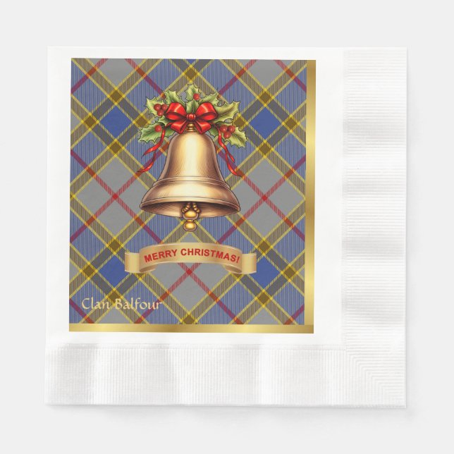 Balfour Personalised Tartan Christmas Napkin (Front)