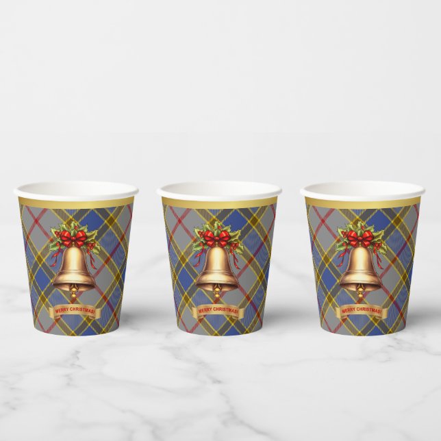 Balfour Personalised Tartan Christmas  Paper Cups (Multi)