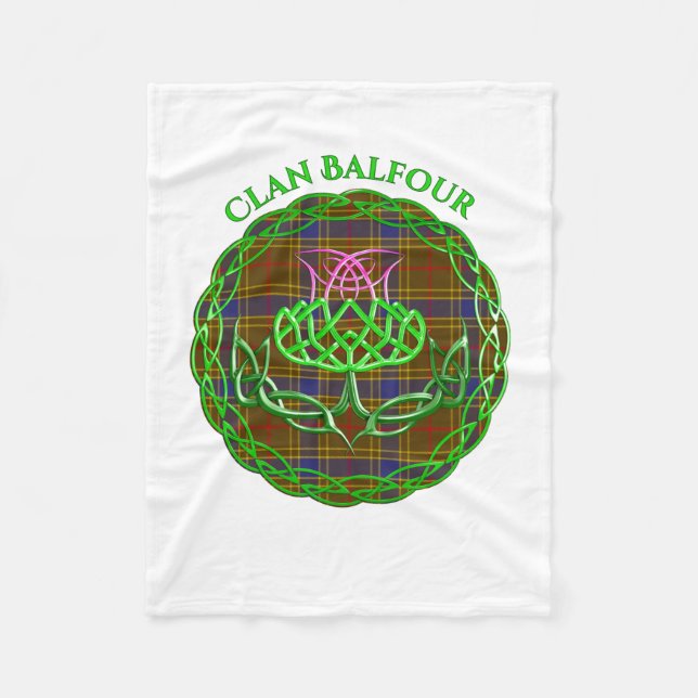 Balfour Scottish Tartan Celtic Thistle Fleece Blanket (Front)