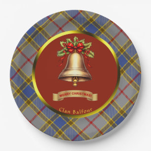 Balfour Tartan Personalized Christmas Paper Plate