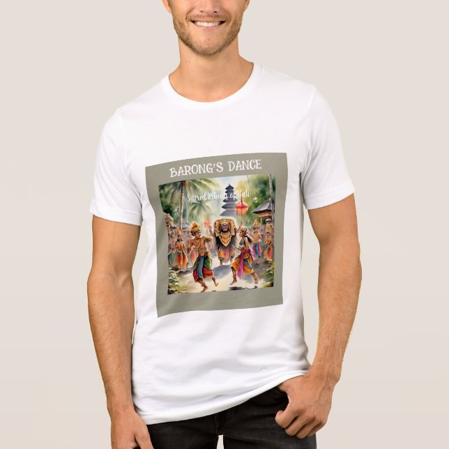 Bali, Barong Dance, Indonesia Culture T-Shirt Tri-Blend Shirt (Front)