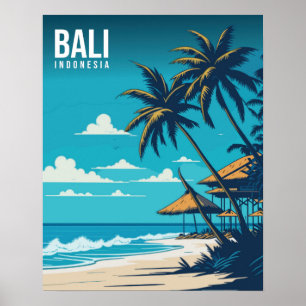 Bali Beach Illustration Poster
