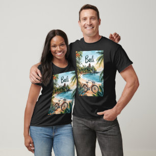 Bali Beach with Bicycle - Tropical Travel  T-Shirt