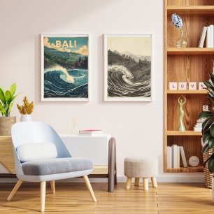 Bali Breezes – Vintage Tropical Indonesian Travel  Poster