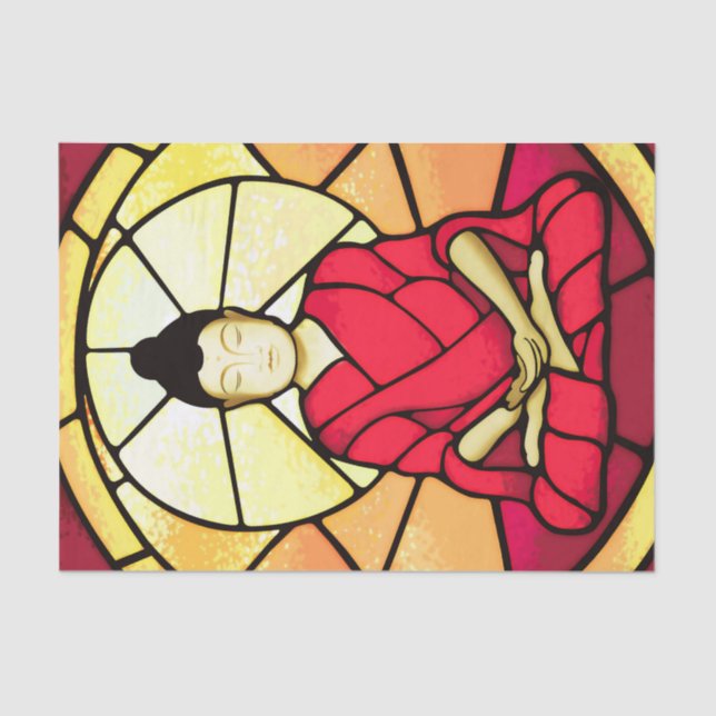 Bali buddha stain glass window tissue paper (Front)