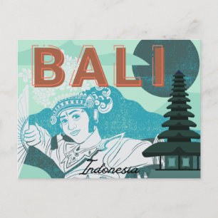 Bali Dancer Green Tone Holiday Postcard