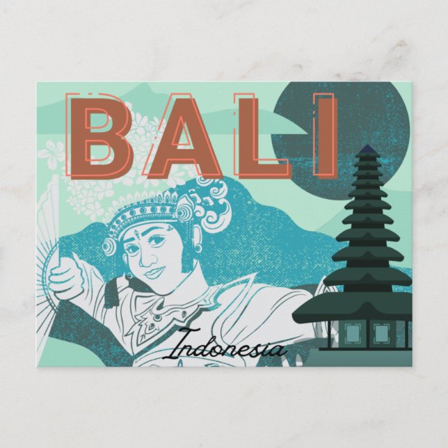 Bali Dancer Green Tone Holiday Postcard (Front)